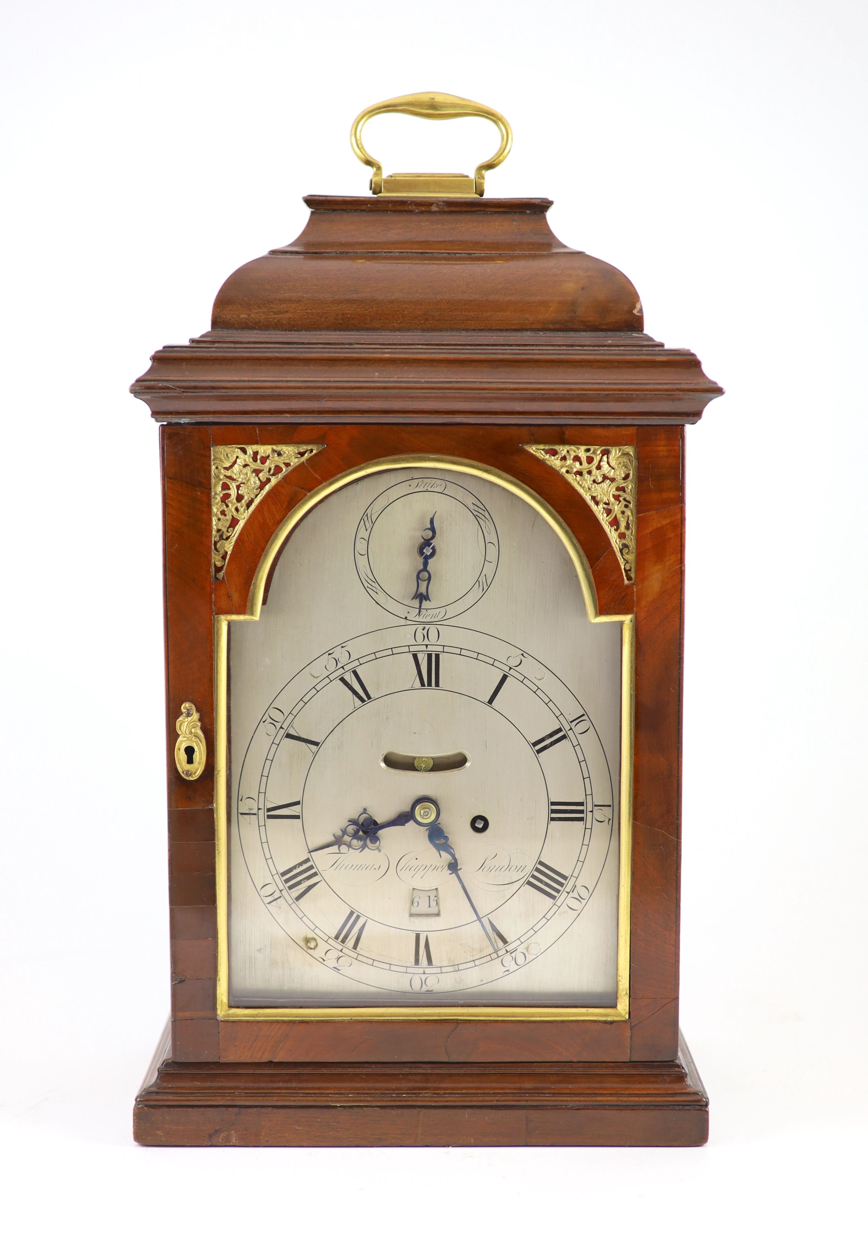 Thomas Chappell of London. A George III mahogany bracket clock H 48 cm. W 29cm. D 18cm.